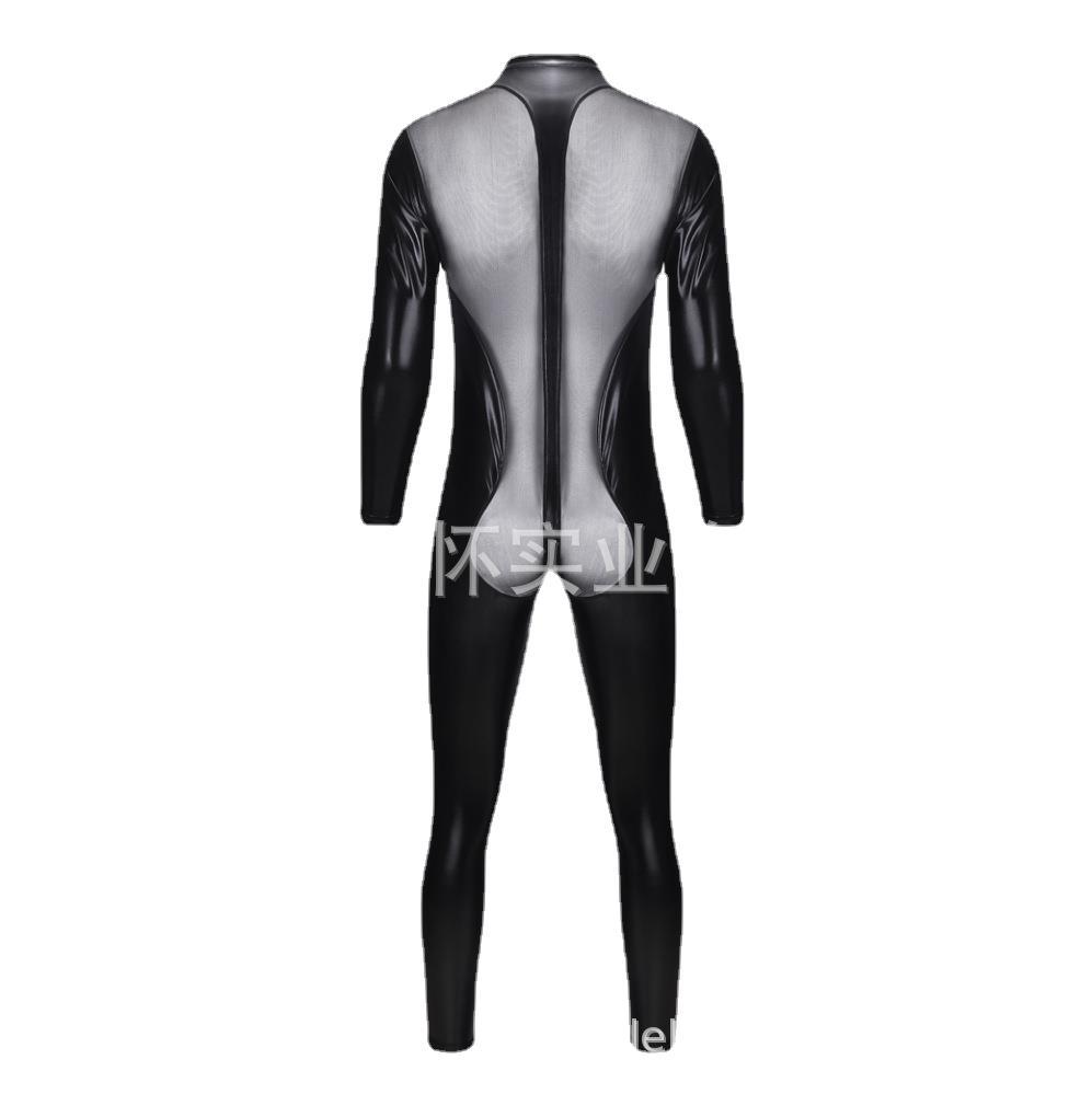 Los hombres de Europa y América sexy lingerie charol malla costura jumpsuit discoteca etapa DS rendimiento ropa Ventas Directas la fábrica