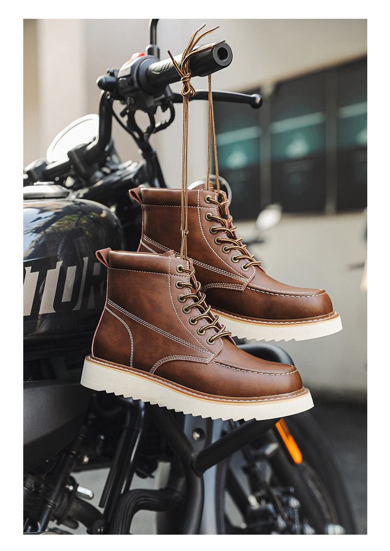 Herren Martin Boots Mit Dicker Sohle Für Outdoor Und Arbeit_voghion.com