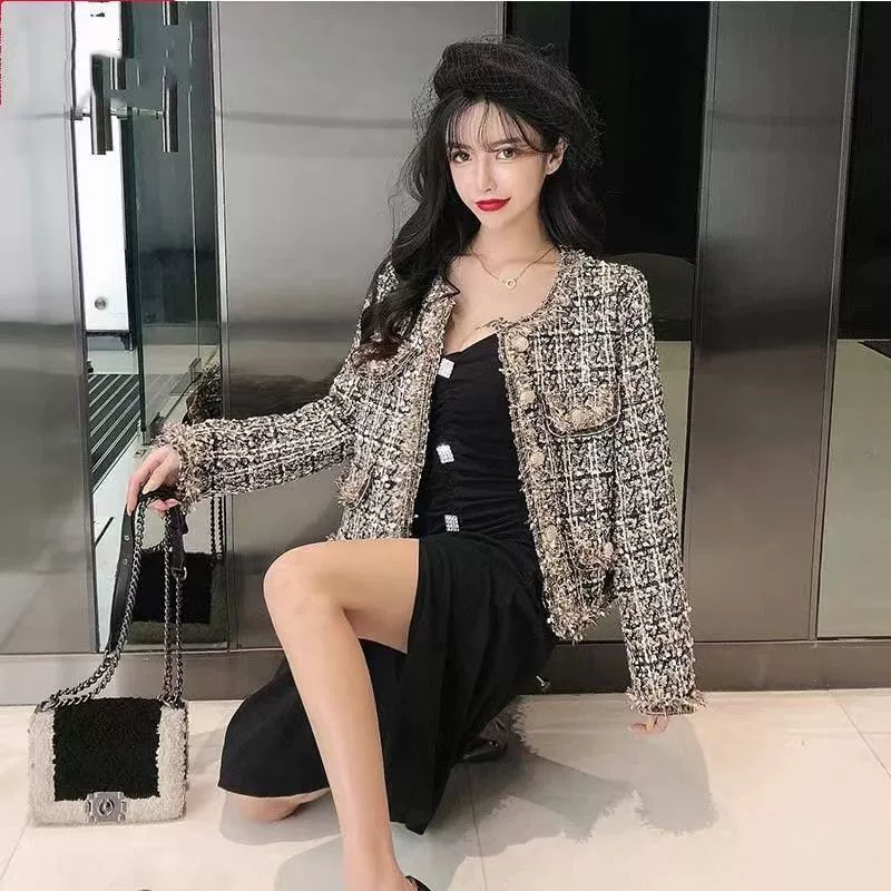 Элитная короткая куртка, стиль Chanel, осень, для подростков, приталенная, западный стиль