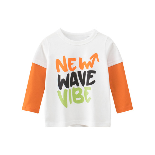 2024 new children's clothing wholesale boys' bottoming shirts baby clothes children's long-sleeved T-shirts fake two-piece one-piece consignment sales