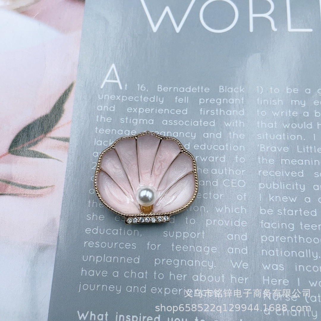 Korean creative enamel pearl shell brooch simple elegant ocean scallop brooch in stock wholesale