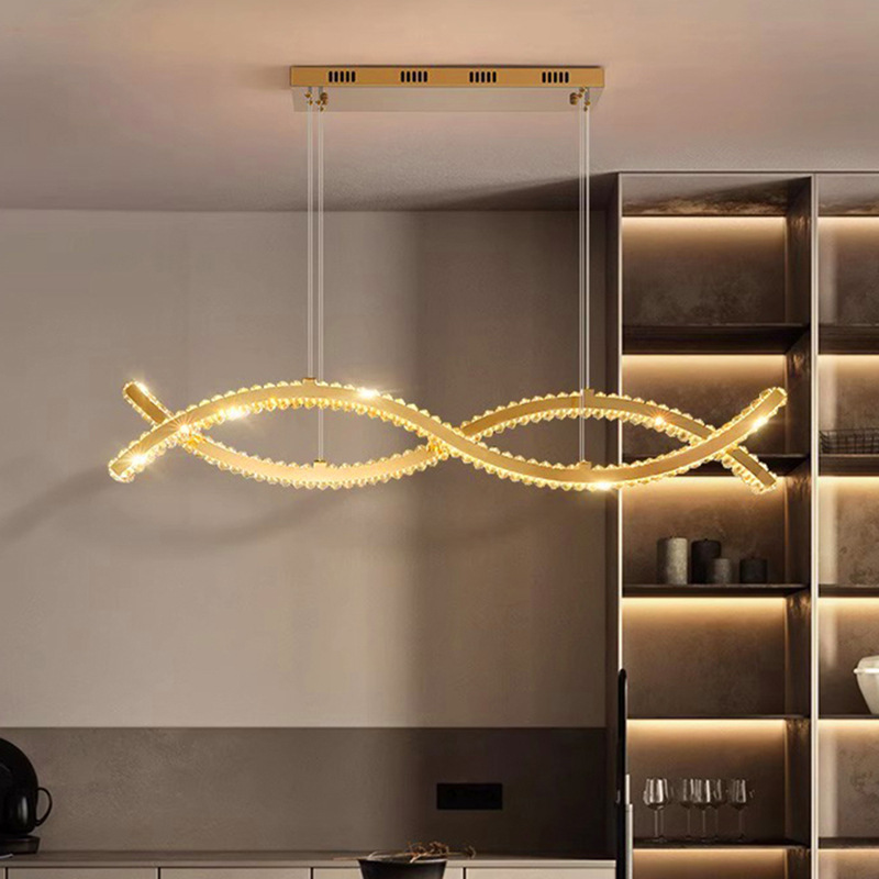 Exclusive for cross-border sales: 110V designer long-bar dining room light, modern minimalist crystal chandelier, personalized creative pendant light Exclusive for cross-border sales: 110V designer long-bar dining room light, modern minimalist crystal chandelier, personalized creative pendant light