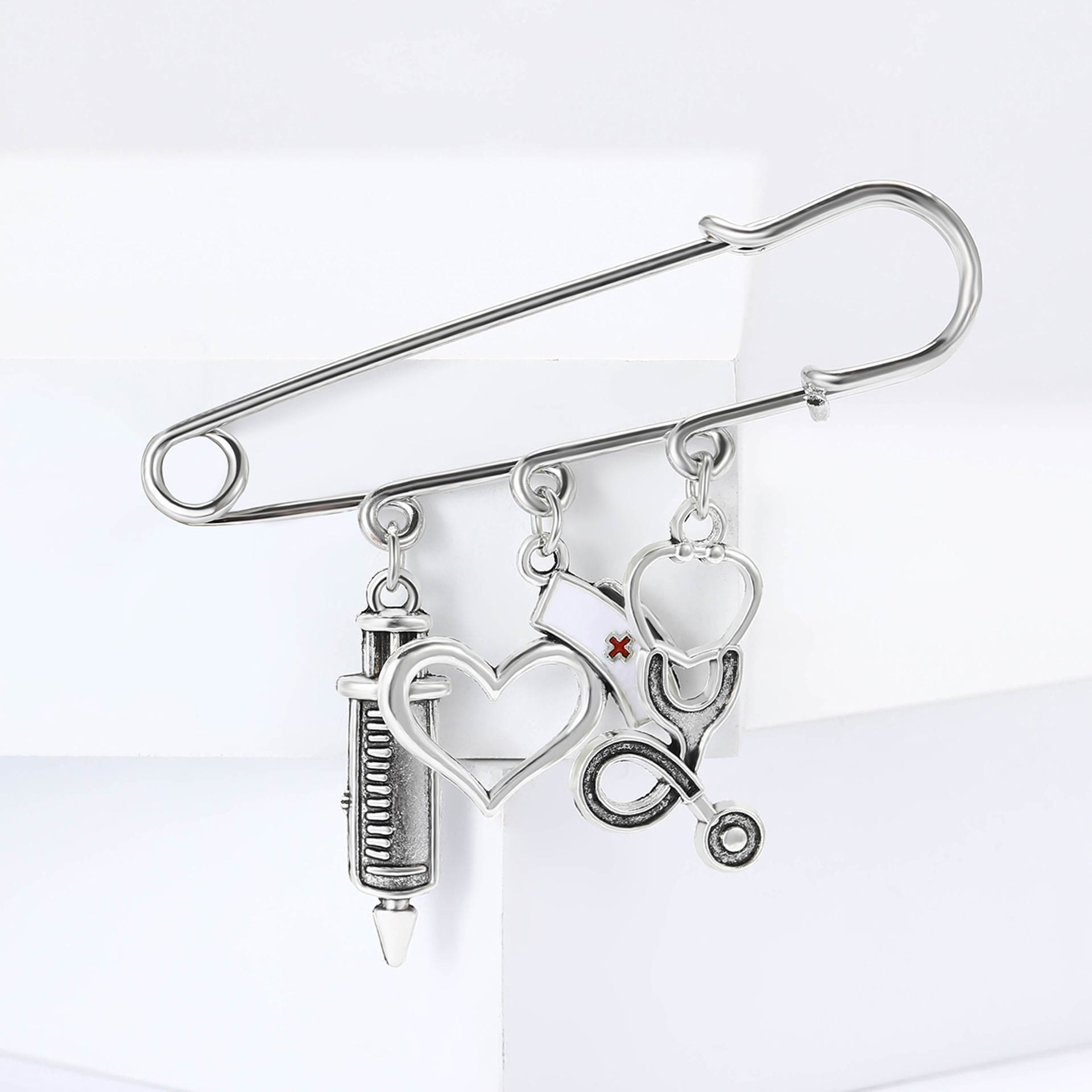 Casual, Daily Occasion Alloy Material Novelty Pin Nurse Hat Toothbrush Toothpaste Alloy Plating Women's Brooches