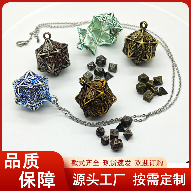 Cross-border Direct Supply Metal Hollow Leaves Mini 6MM Dice Necklace suit DND Dungeons & Dragons Running Tons