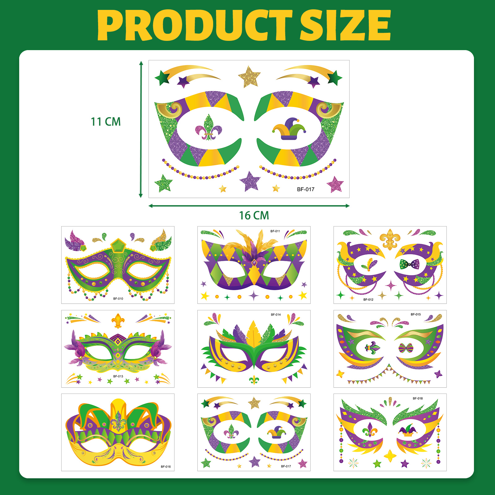 Tatuajes Temporales Faciales para Carnaval Papel de Transferencia de Agua para Fiesta de Disfraces