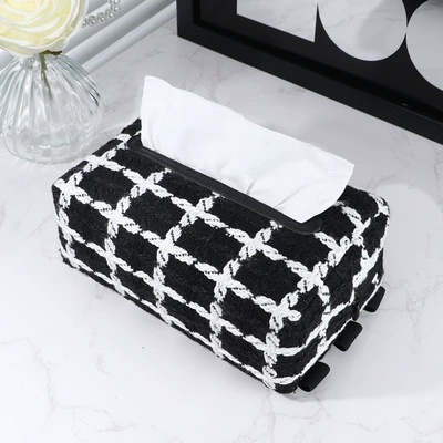 Car-mounted Xiangfeng series tissue: Car tissue box/set - checkerboard-black-without-paper-towels