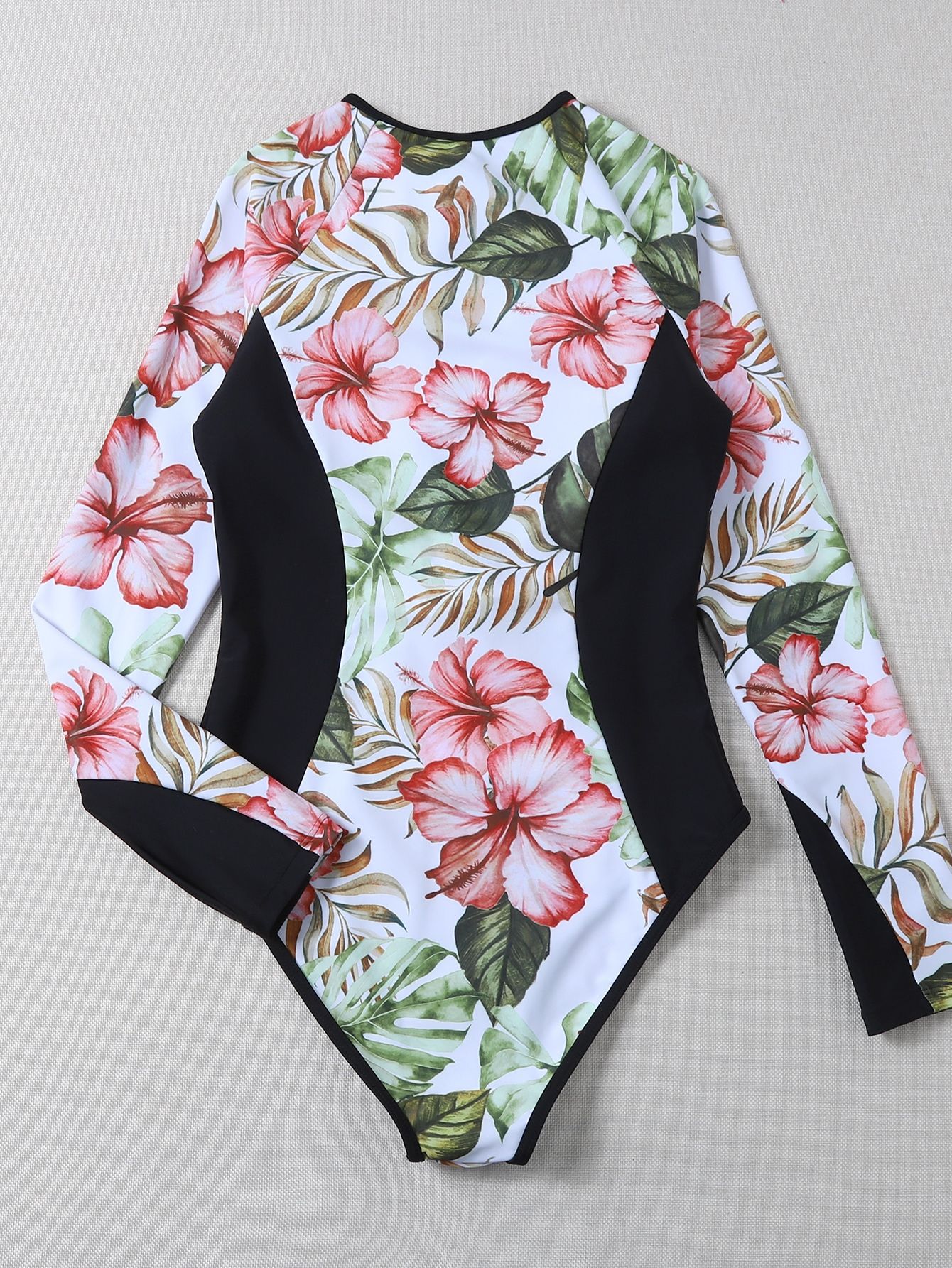 Women's Swimwear First Seen New Tight Slim Printed Sexy One-Piece Swimsuit Women's Foreign Trade Sports Long Sleeve Zipper Bikini_voghion.com