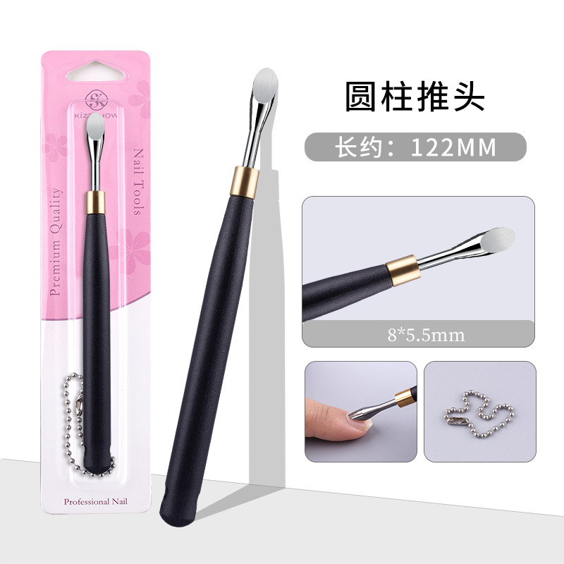 Push de acero para uñas transfronterizo Push de acero de herradura de doble cabeza ruso Push de piel muerta Pincel de manicura para pulir la superficie de la uña