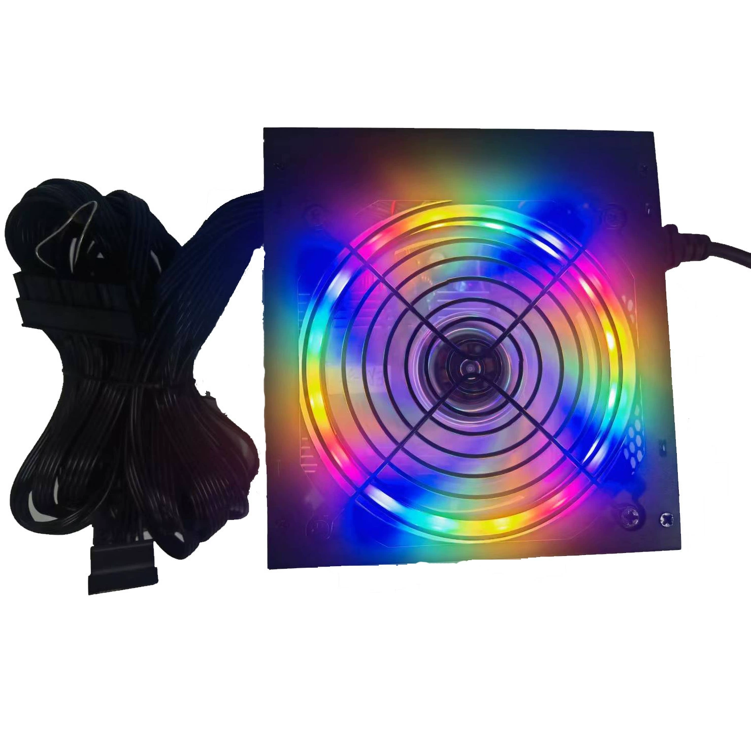 Компьютерная мощность ATX 600 Вт с цветным вентилятором 600 Вт с черным корпусом большая ветряная мельница с питанием от ПК 12 см