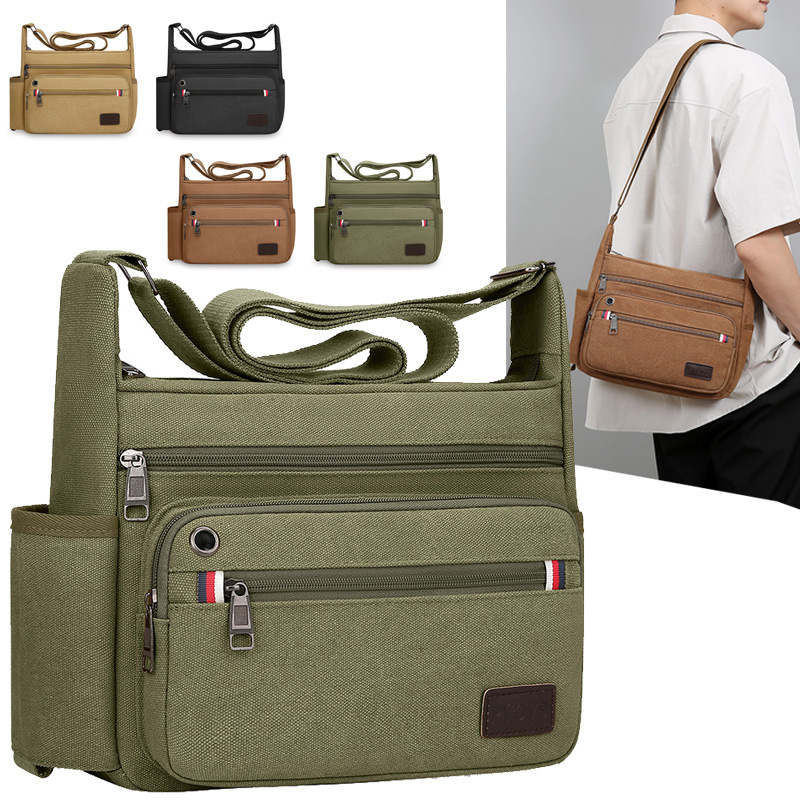 Nuevo bolso de lona multicapa transfronterizo Bolso bandolera de viaje de ocio de gran capacidad Bolso de hombre de almacenamiento multifuncional