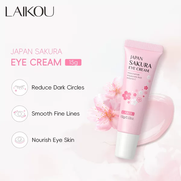 Lecko Cherry Blossom Essence Eye Cream 15g Moisturizing and Hydrating Skin Care English Packaging Factory Cross-border Supply