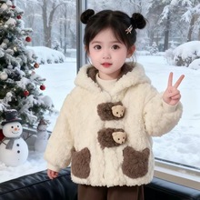 女童加绒羊仔绒卡通外套秋冬款2025新款洋气儿童冬装冬季棉服加厚