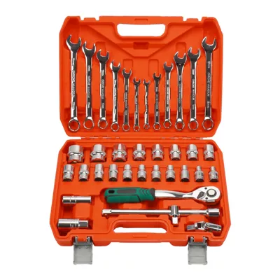 46-216 piece complete set of Mühərrik tənzimləmə alətləri - 37-piece-set-with-72-tooth-mirror-finish