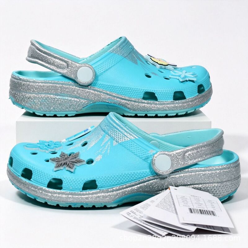 Kajia 2025 new collection: Elsa Princess-themed children's clogs, perfect for outdoor leisure and beach wear, model 210235