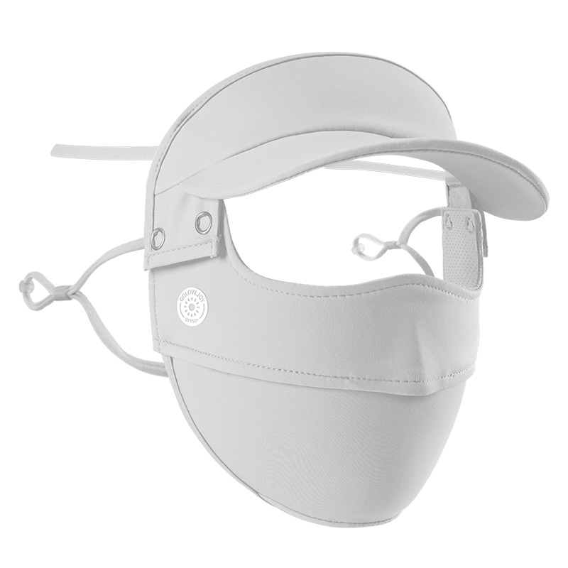 Spring and summer ice silk running cycling camping sunshade mask three-dimensional nose hole detachable hat brim full face sunscreen mask