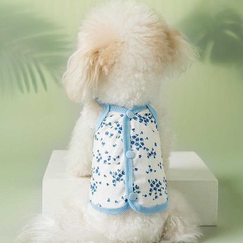 Verano delgado despejado pequeño cinturón de flores pequeño perro cachorro ropa que osos Teddy mascotas ropa de perro al por mayor