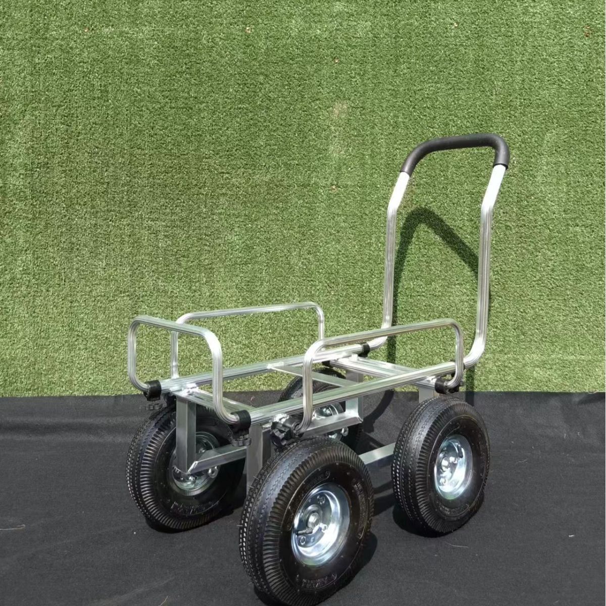 带围框四轮铝车 仓储拉货平板手推车 铝制四轮静音手推车