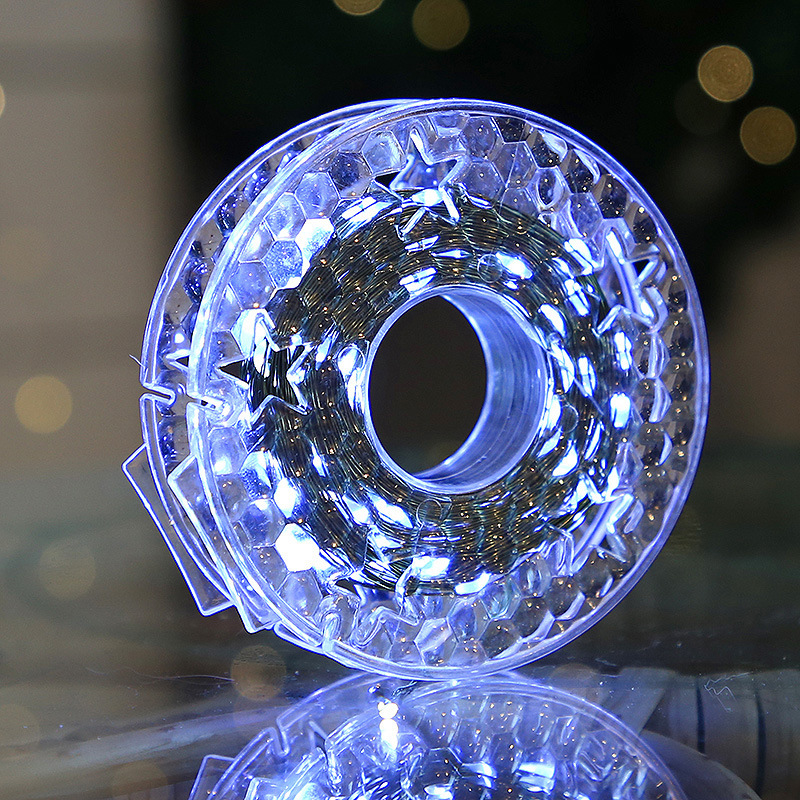 Control remoto transfronterizo árbol de Navidad lámpara de alambre de cobre lámpara petardos estrella de caña colgando árbol interior y exterior lámpara de Navidad