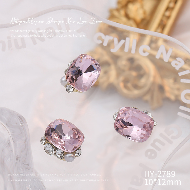 Celebridad en línea Maillard joyería de uñas de cristal pila diamante producto terminado flash torcido corazón grasa cuadrado hecho a mano perla joyería de uñas