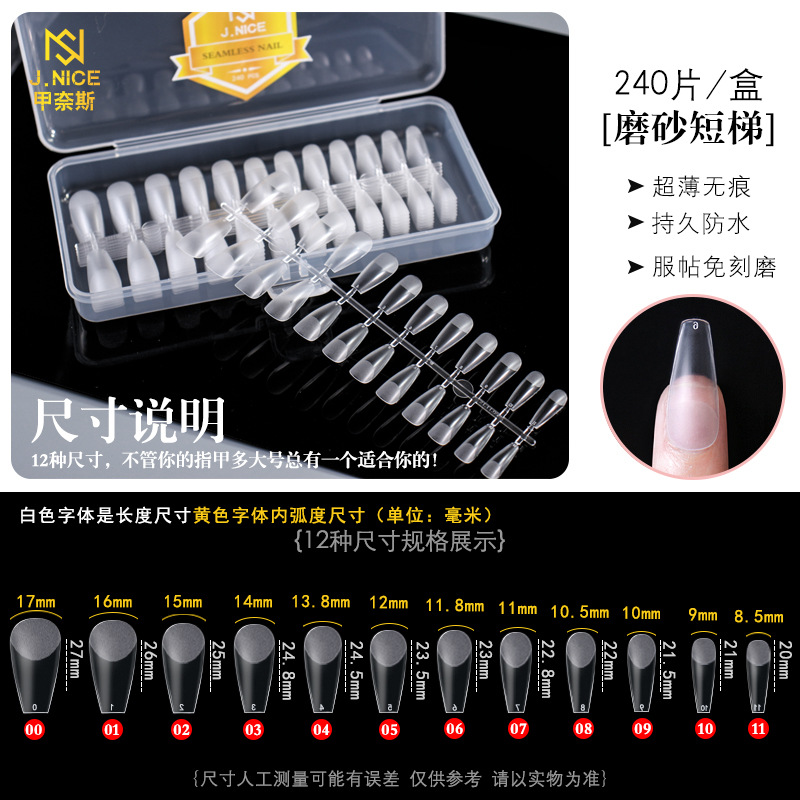 Arco plano europeo y americano sin costura talla libre molienda en caja transparente esmerilado desmontable extensión completa y media de doble uso esmalte de uñas