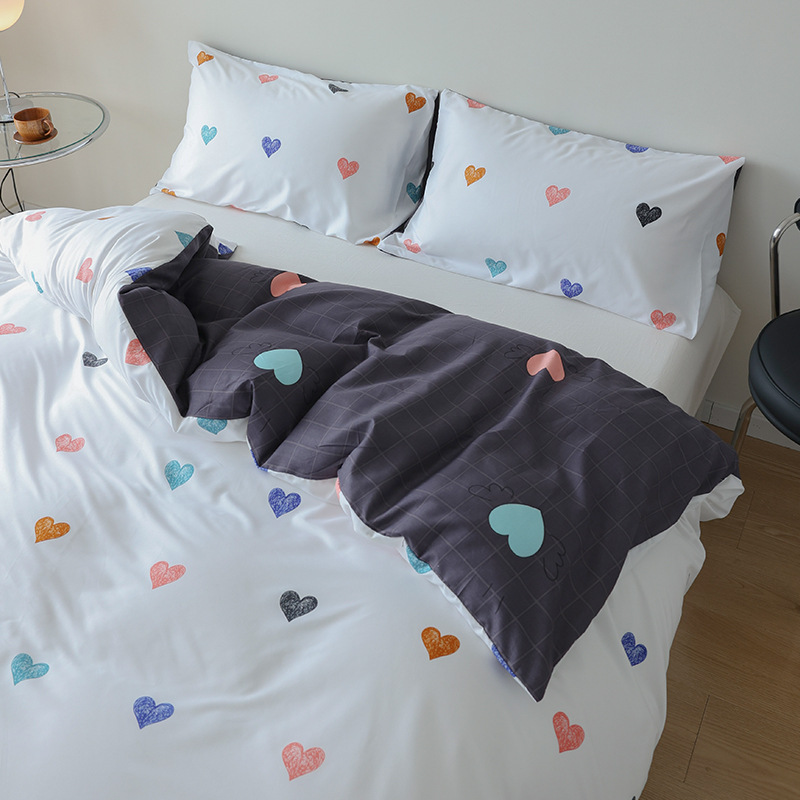 跨境家纺亚马逊速卖通ebay爱心印花被套枕套三件套一件代发