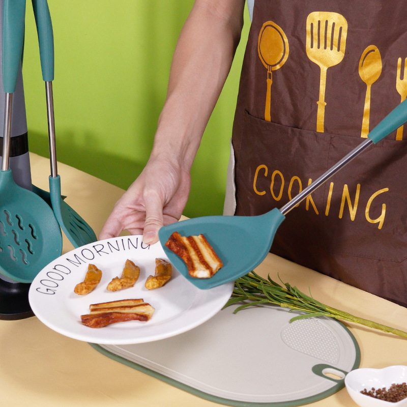 7 piezas de acero inoxidable inadherente silicona de cocina de silicona de grado alimenticio al por mayor