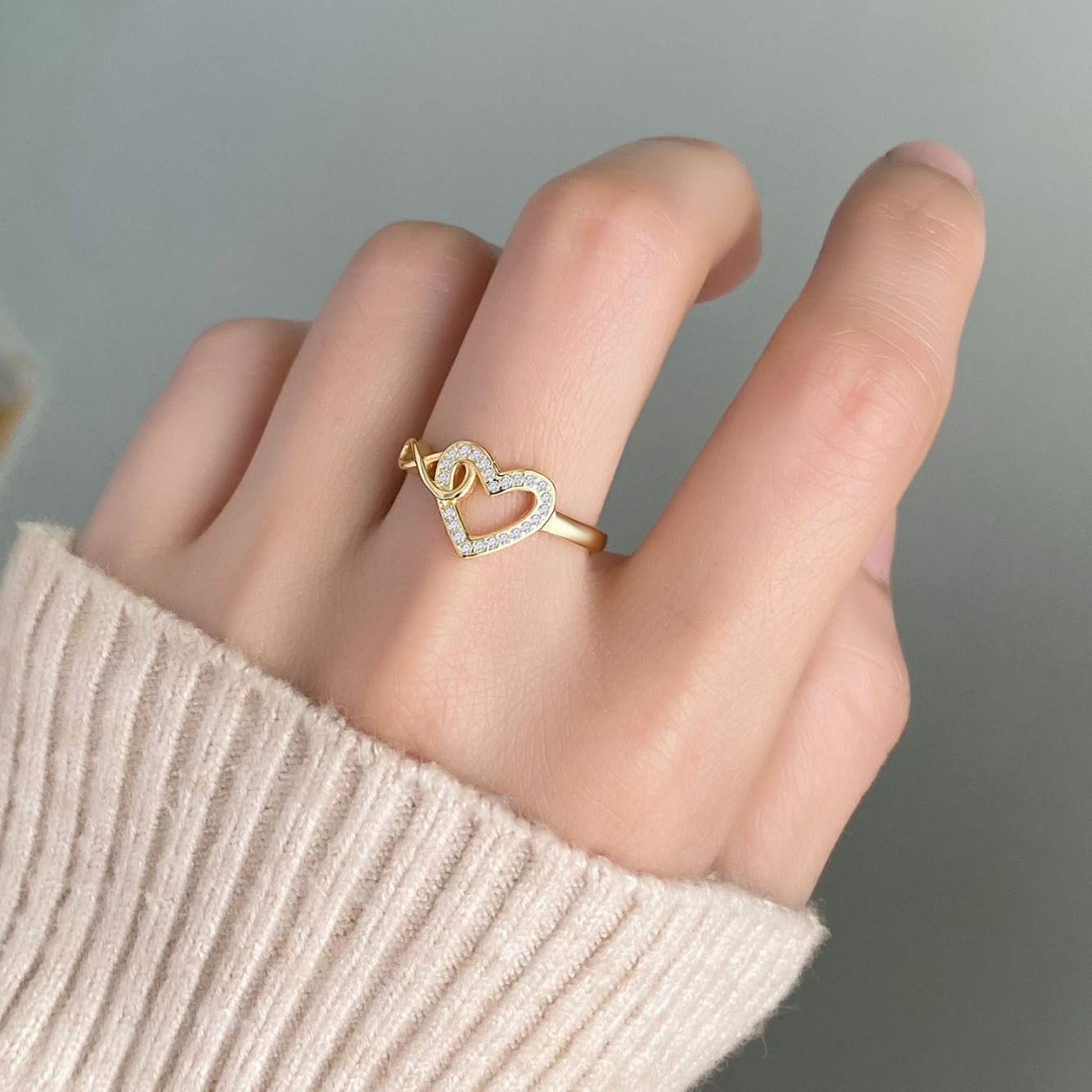 925 Sterling Silver Infinity Heart Shape Open Rings 925 Sterling Silver Rings display picture 4