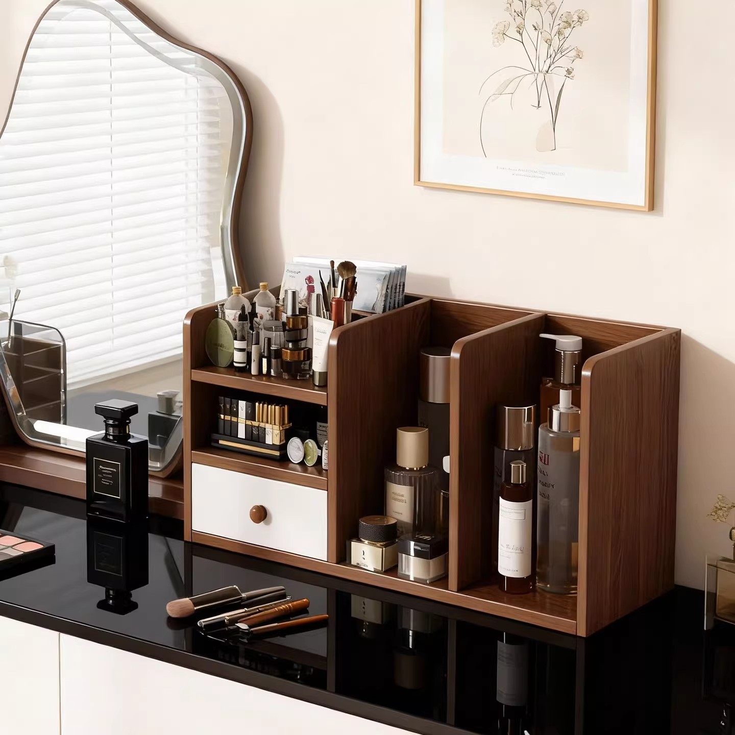 Estante de almacenamiento de cosméticos de escritorio de niñas artefactos de alta calidad estante de almacenamiento de escritorio estante de almacenamiento de productos de cuidado de la piel de lápiz labial
