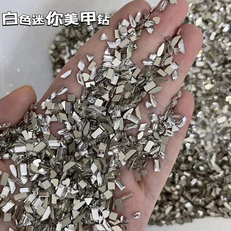 White small size Mini Flat Special-shaped Diamond Water Drops Love Square Manicure Jewelry Rhinestone