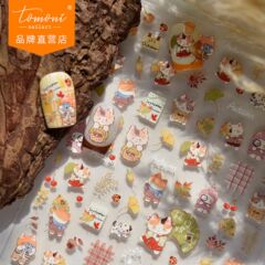 tomoni薄韧美甲贴纸 可爱卡通指甲贴新中式秋日收藏饰品贴纸素材