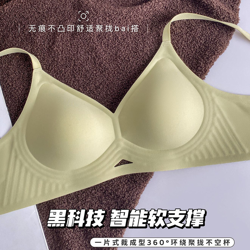 果冻无痕软支撑聚拢收副乳防下垂内衣女无钢圈美背薄款舒适文胸罩|undefined