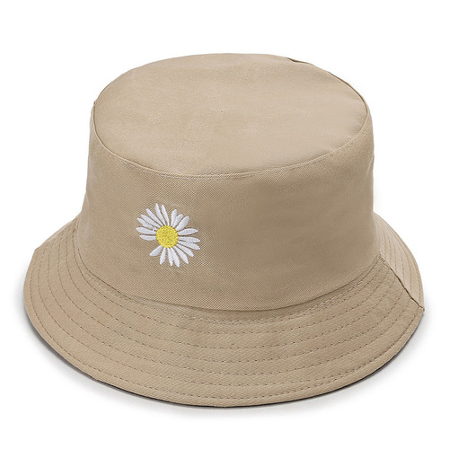 Custom Four Seasons Solid Color Daisy Short Brim Hat Two-Sided Wear Korean Style Trendy Fisherman Hat Outdoor Sun Hat Wholesale