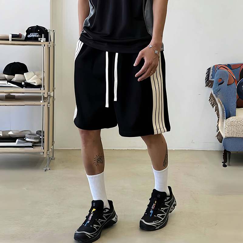 FOG MIKI ESSENTIALS HHH American Heavy Trendy Niche Striped Loose Shorts for Men and Women Summer