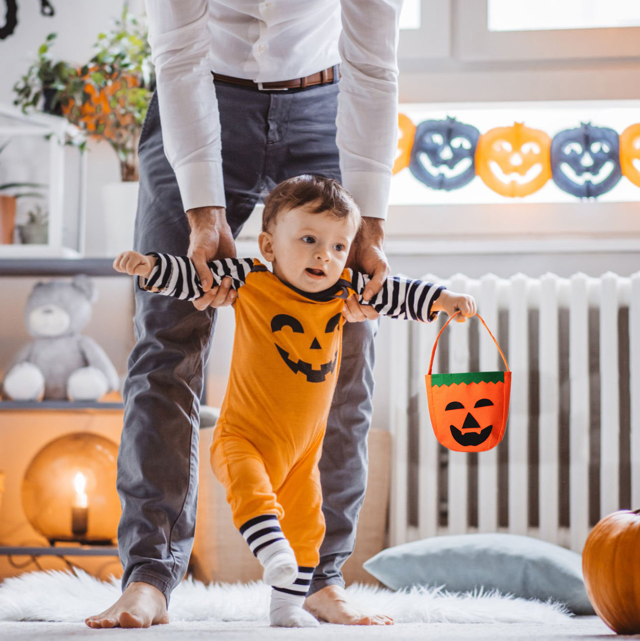 Bolsas de calabaza transfronterizas de Halloween bolsas de tela no tejida bolsas de dulces de Halloween bolsas de calabaza de mano