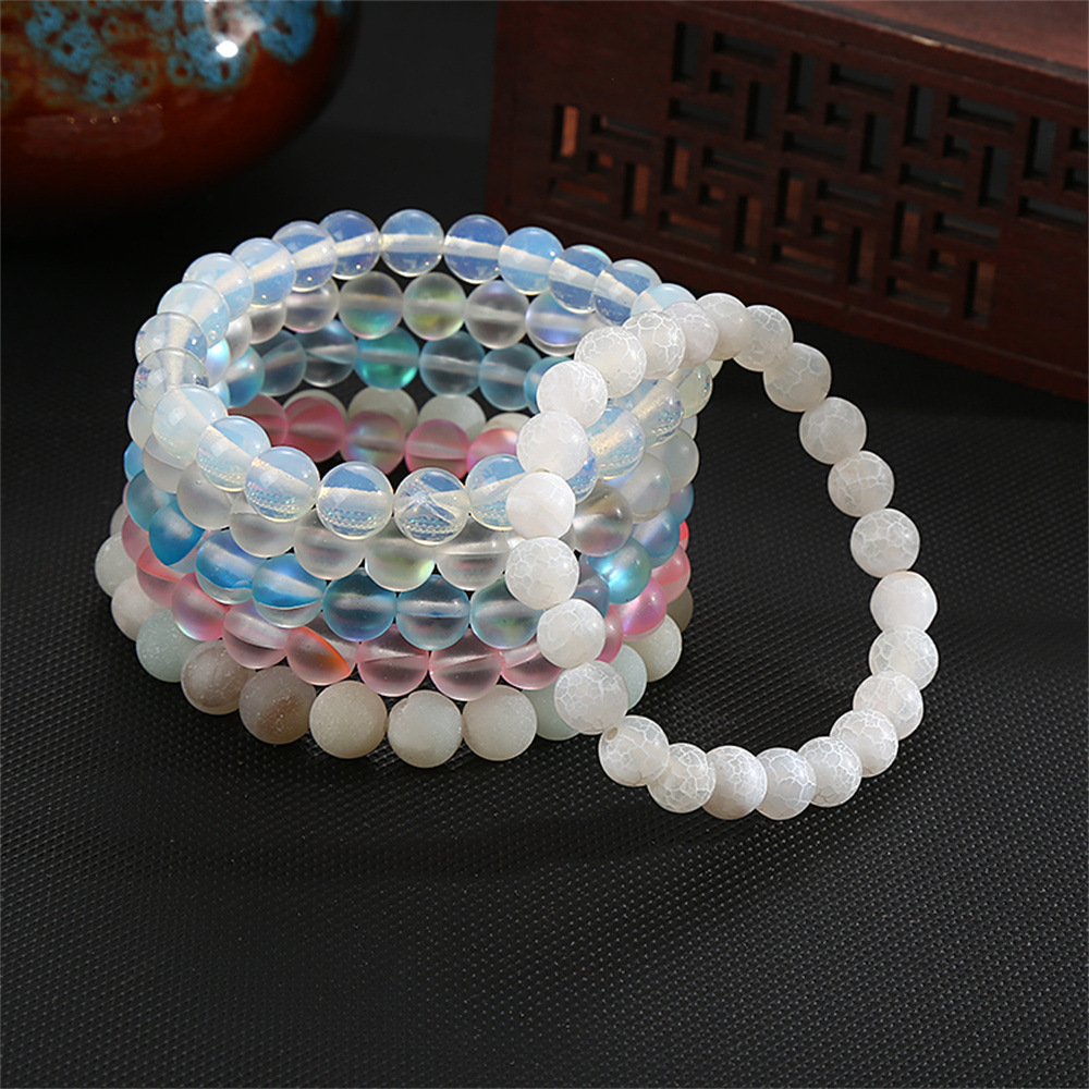 Moda simple 8mm pulsera de piedra de ágata natural alta sensación de mano de cristal cuentas pulsera comercio exterior al por mayor damas