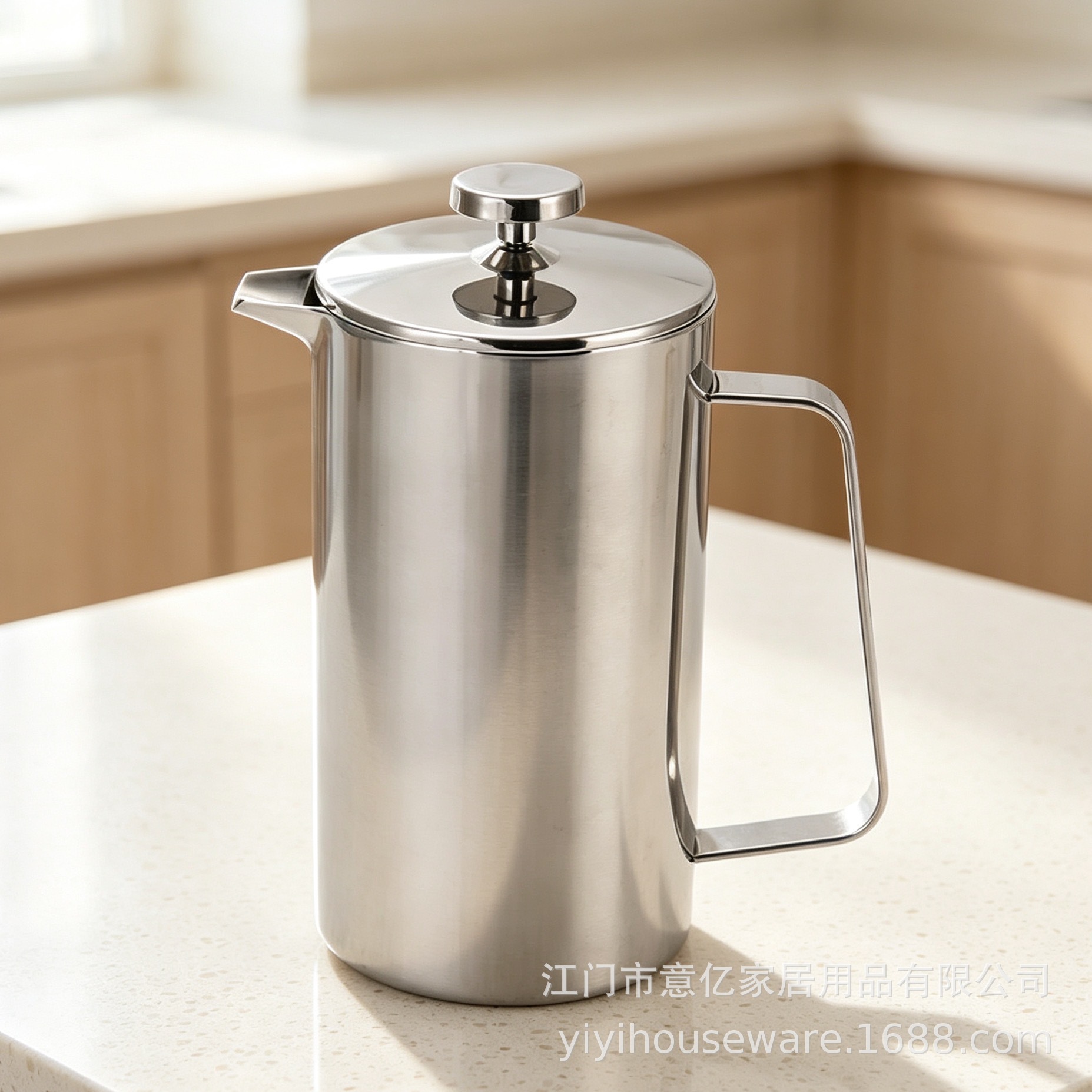 Factory wholesale of new double-layer stainless steel French press coffee makers for home use, French-style filter hand-brew coffee pot equipment