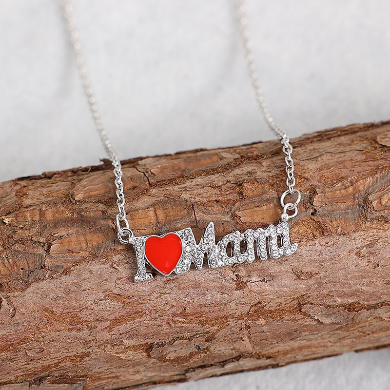 IG Style MAMA Simple Style Letter Heart Shape Alloy Plating Inlay Zircon Mother'S Day Women's Necklace display picture 2