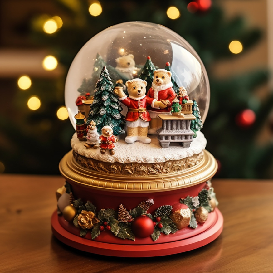  Customized Christmas Crystal Ball Music Box Ornaments Rotating Snow Desktop Birthday Gifts Holiday Gifts