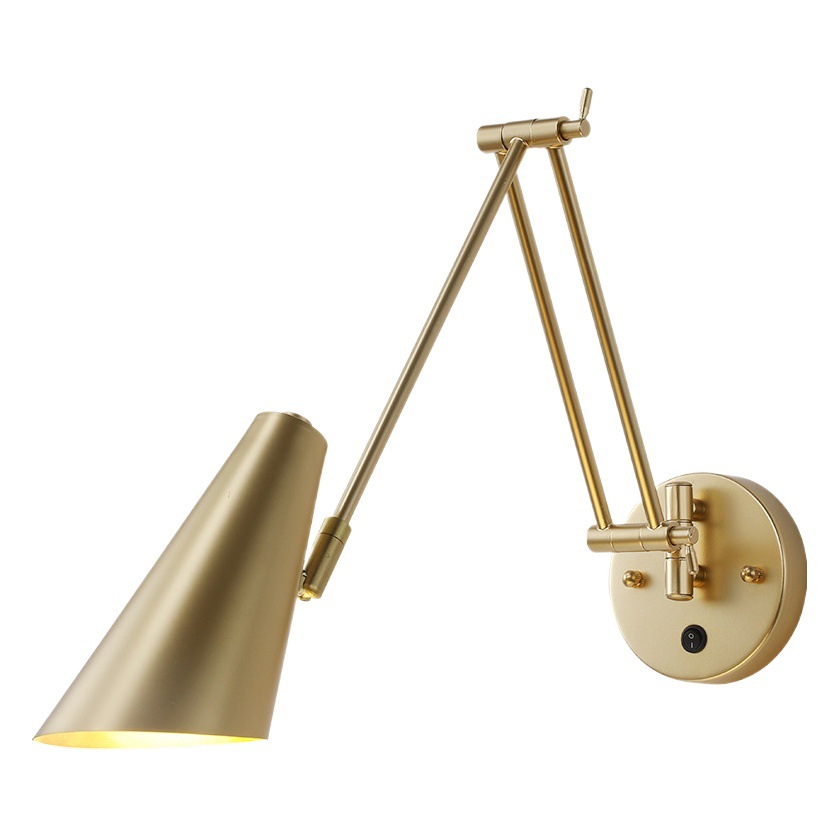 Dormitorio de noche lámpara pared lectura protección ocular estudio nórdico giratoria retráctil plegable retro balancín largo lámparas con interruptor