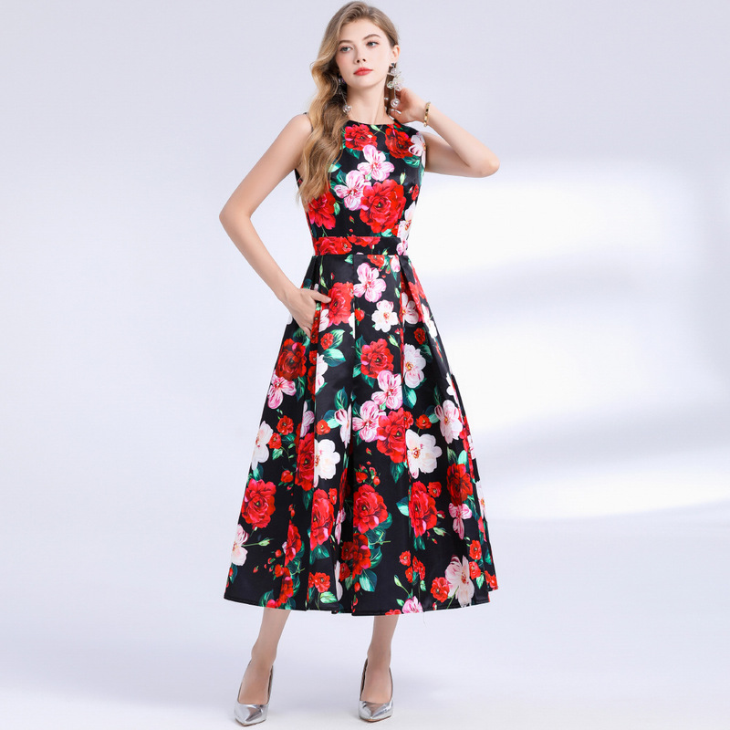 6015 Sleeveless High Waist Dress Stereo Cut Waist A-Line Dress 6015 Sleeveless High Waist Dress Stereo Cut Waist A-Line Dress