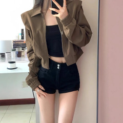 【原版面料，原版做法】早秋外套女新款棕色短款夹克上衣初秋美拉