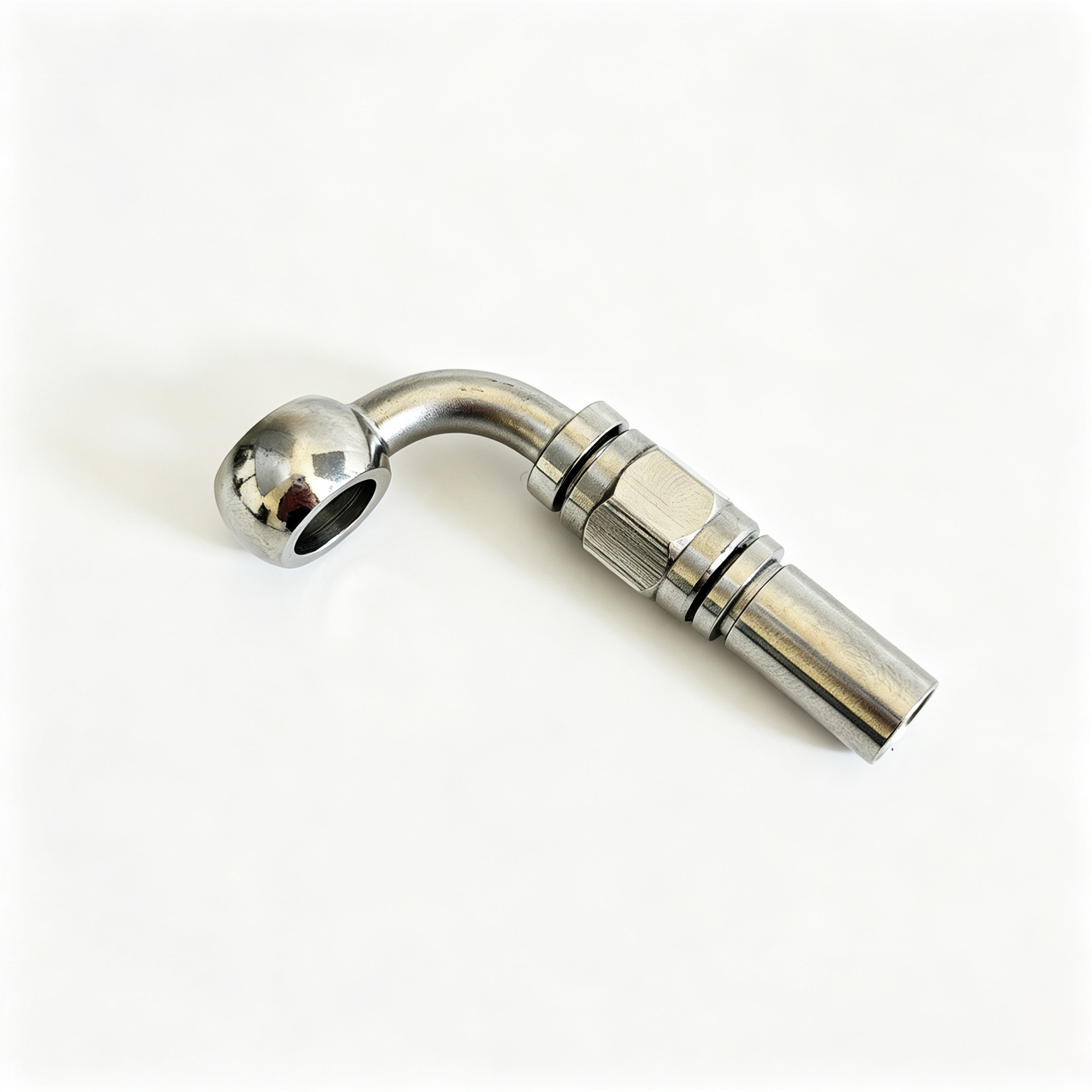 M10 stainless steel fish-eye 4-piece set of connectors 0/28/90 degree brake hose coupler with threaded integrated crimping connector