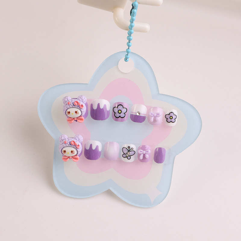 Caricatura infantil desmontable accesorios lindos tridimensionales manicure falsas dulces parches de uñas hechas a mano