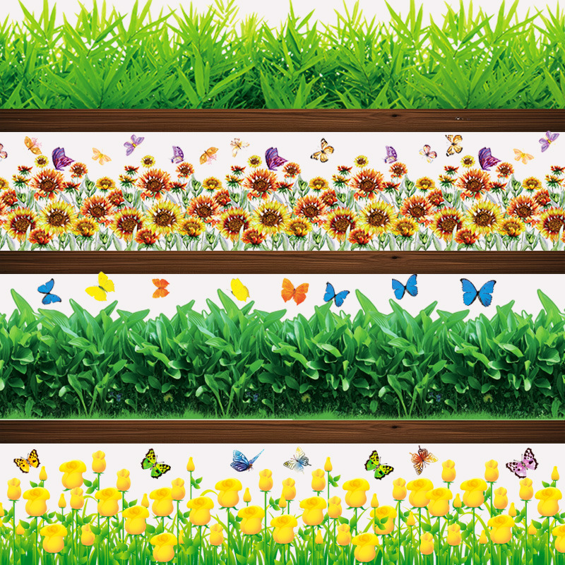 Green Leaf Plant Baseboard Corner Corridor Decoration Self-Adhesive Removable Wall Stickers Indoor Pastoral Style