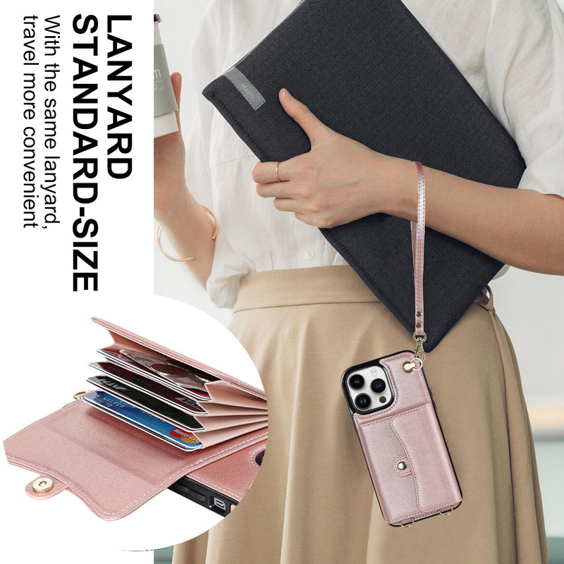 Suitable for IPHONE14 fashion slung organ card bag leather mobile phone protective case S23U anti-theft brush leather case