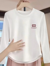 十三行女装秋季长袖正肩t恤女不规则内搭打底衫修身短款显瘦上衣