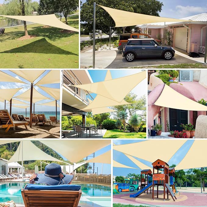 Household Triangular Rainproof Sunshade Sail, Yard Patio Sunshade Canopy, Tear-Resistant Outdoor Tarpaulin