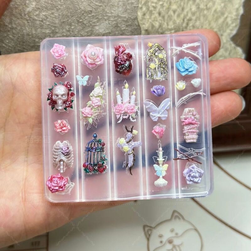 荆棘玫瑰美甲模具 暗黑哥特系新款高透美甲模具|undefined