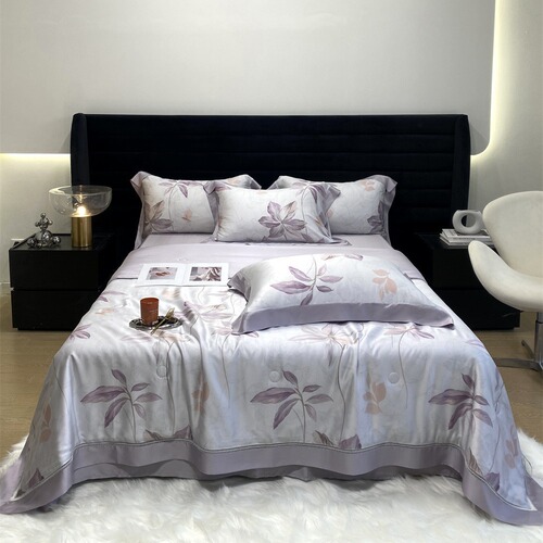 Summer 60-count Tencel hyaluronic acid summer quilt four-piece pastoral flower cool silky washable air-conditioned thin quilt