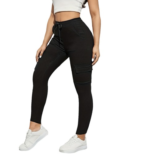 Drawstring Waist Knit Women's Fashion Fitted Leggings Stylish Hip-lifting